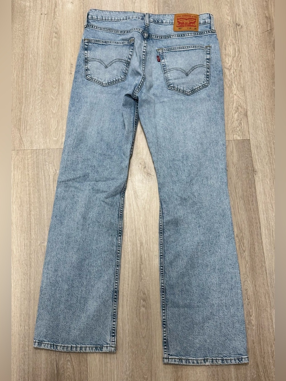 Levis 527 Jeans Mens 33x32 Blue Slim Bootcut Light Denim Western Cowboy Fade